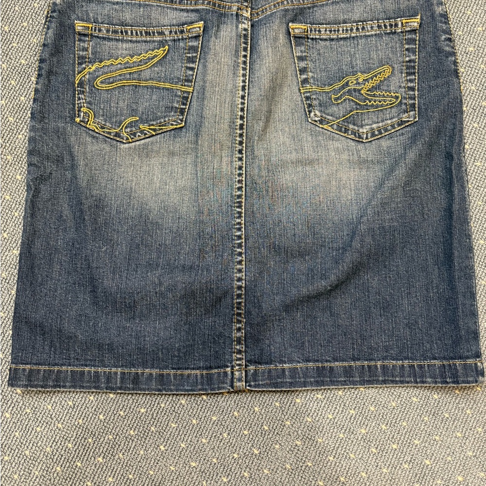 Lacoste Blue Denim Pencil Skirt with Embroidered Pockets